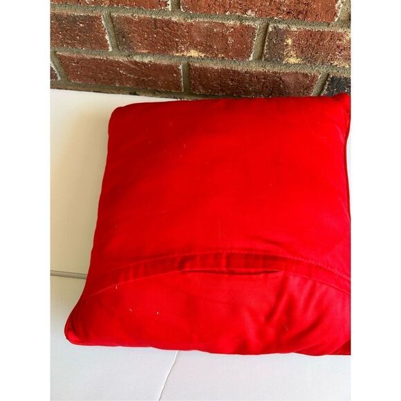 Red Tapestry pillow snowman deer Christmas 13x14” - Picture 4 of 5